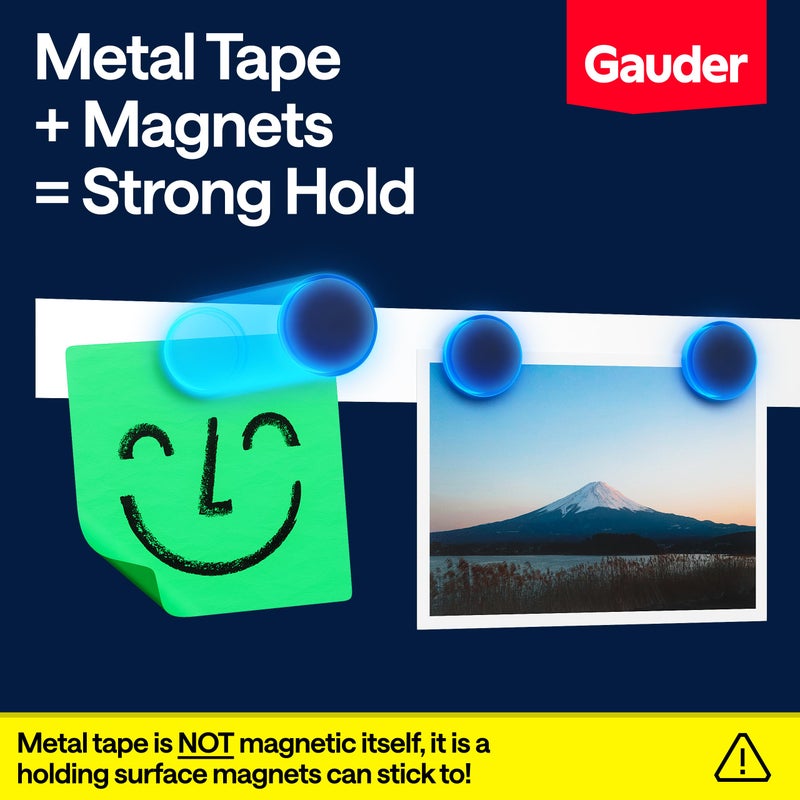 GAUDER Self-Adhesive Metal Tape - Ideal for Tonie Figures & Shelves - Holding Surface for Magnets - Ferrous Tape with Foam Adhesive - Thin Metal Steel Strip (10 ft x 1.4 in) - Image 3